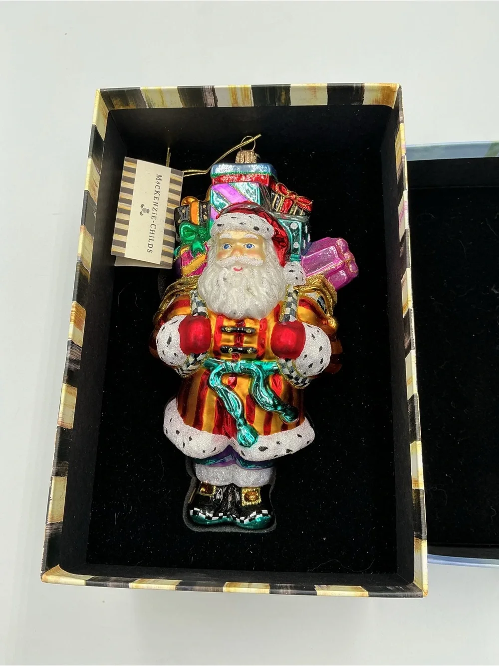 NEW MacKenzie-Childs Old Saint Nick Mouth-blown Glass Ornament Poland HTF NWT